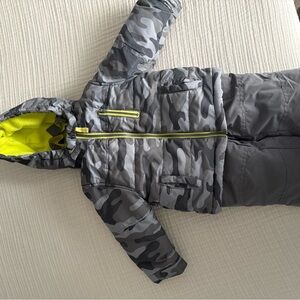 Carter's Gray Camo Puffer Jacket with Neon Accents